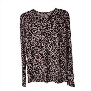 CUDDL DUDS Long Sleeved Pink And Black Leopard Print Shirt Or Base Layer Size L